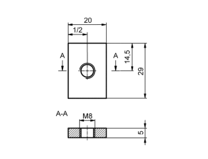 Destička závitová M8-20x29mm