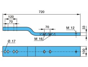 Páka středového zvedání nápravy l=720 mm tl.33 mm