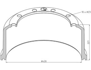 Buben brzdový SAF SK RLS,SK RS,SK  RS INTRAAX 420x180