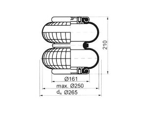 Měch zvedací nápravy SAF, díry proti sobě G 3/4"
