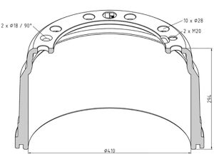 Buben brzdový Volvo - ZN 410 x 200