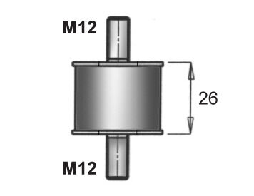 Silentblok M12mm Ø46/26 / L 72