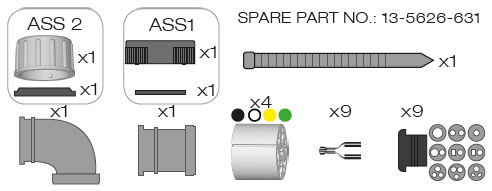 Zástrčka 7-pól. sada ASS1, ASS2 zelená, žlutá, bílá, černá