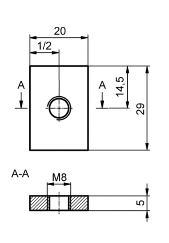 Destička závitová M8-20x29mm