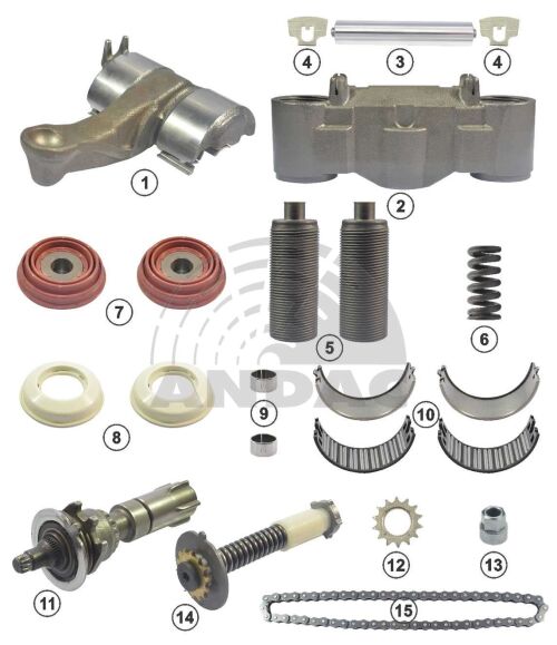 Sada oprav.brzd.třmenu SN7- s pákou 12° tlačítko 69mm, s rolnou