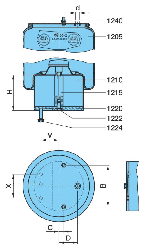 Měch pérování 36-2 kmpl. levý