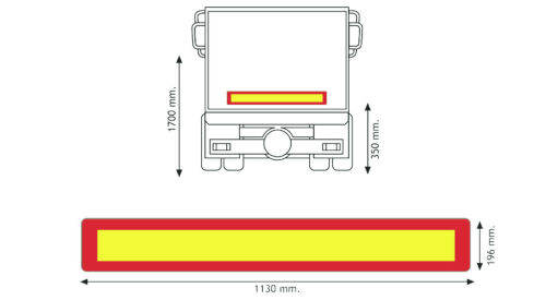 Tabule reflexní-záď.označení vlek ALU dlouhá tl. 1mm ECE 70 01 fluorescenční