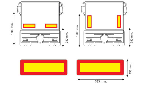 Tabule reflexní-záď.označení návěs ALU 2ks 565x195x0,8mm ECE-70.01