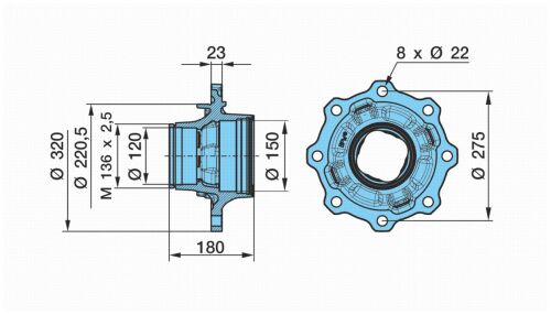 Náboj KH/SK 9008 ECO-P od 10/04  (M136x2,5)