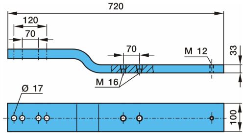 Páka středového zvedání nápravy l=720 mm tl.33 mm