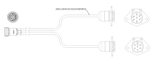 Adaptér BPW přední 0,6m 2x7pól zásuvky ADR