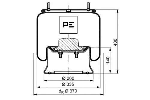 Měch pérování SAF 2918V komplet.  h=140mm