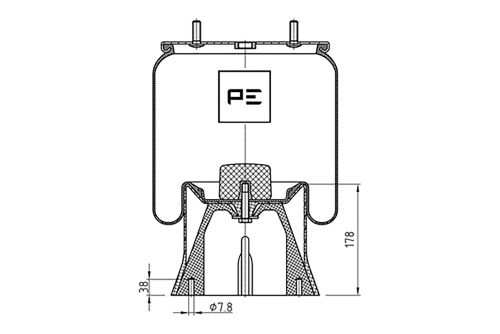 Měch pérování SAF 2923 VK kompl.plast.zvon H=178 mm