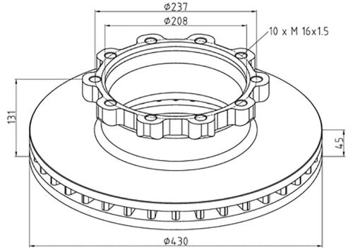 Kotouč brzdový Scania, průměr 430mm, 10 děr